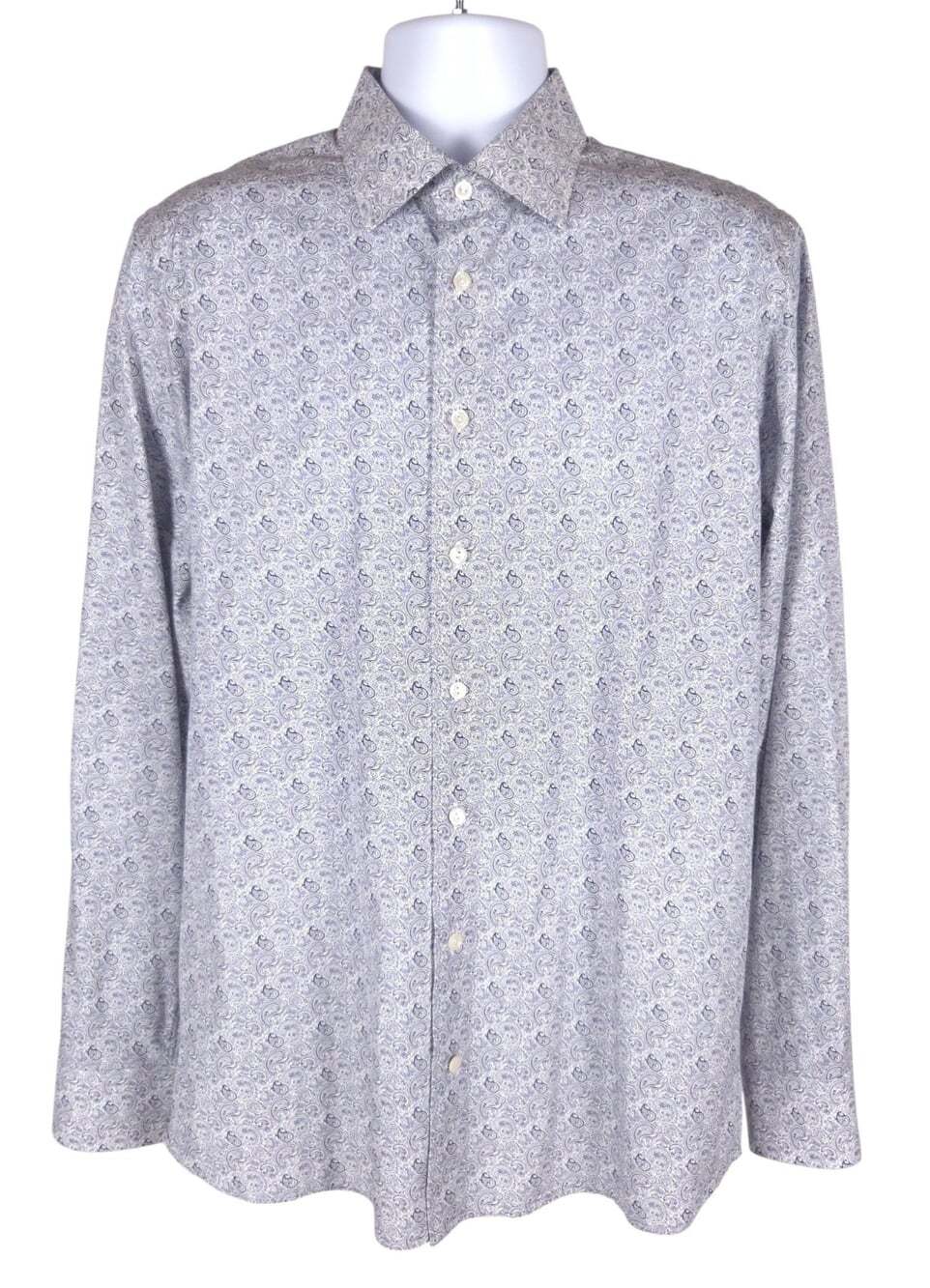 Eton Contemporary Button-Down Shirt US 16.5 EU 42 Mens Blue Paisley $295